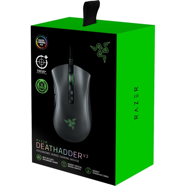 Razer DeathAdder V2 gaming muis Zwart, 400 - 20.000 dpi, Chroma RGB led