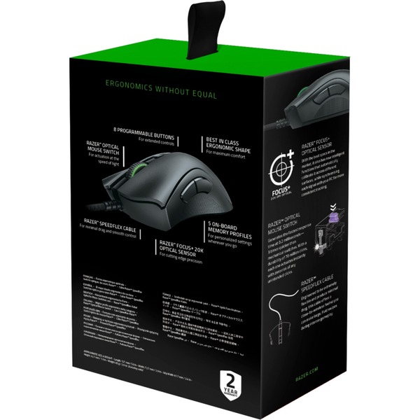 Razer DeathAdder V2 gaming muis Zwart, 400 - 20.000 dpi, Chroma RGB led