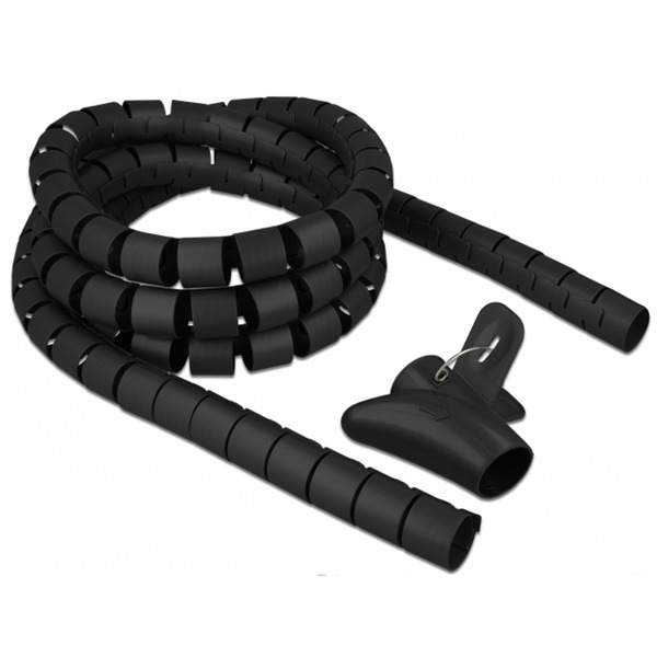 samenkomen kortademigheid regio DeLOCK Spiraalslang met Pull-in Tool 2,5 m x 30 mm kabelslang Zwart