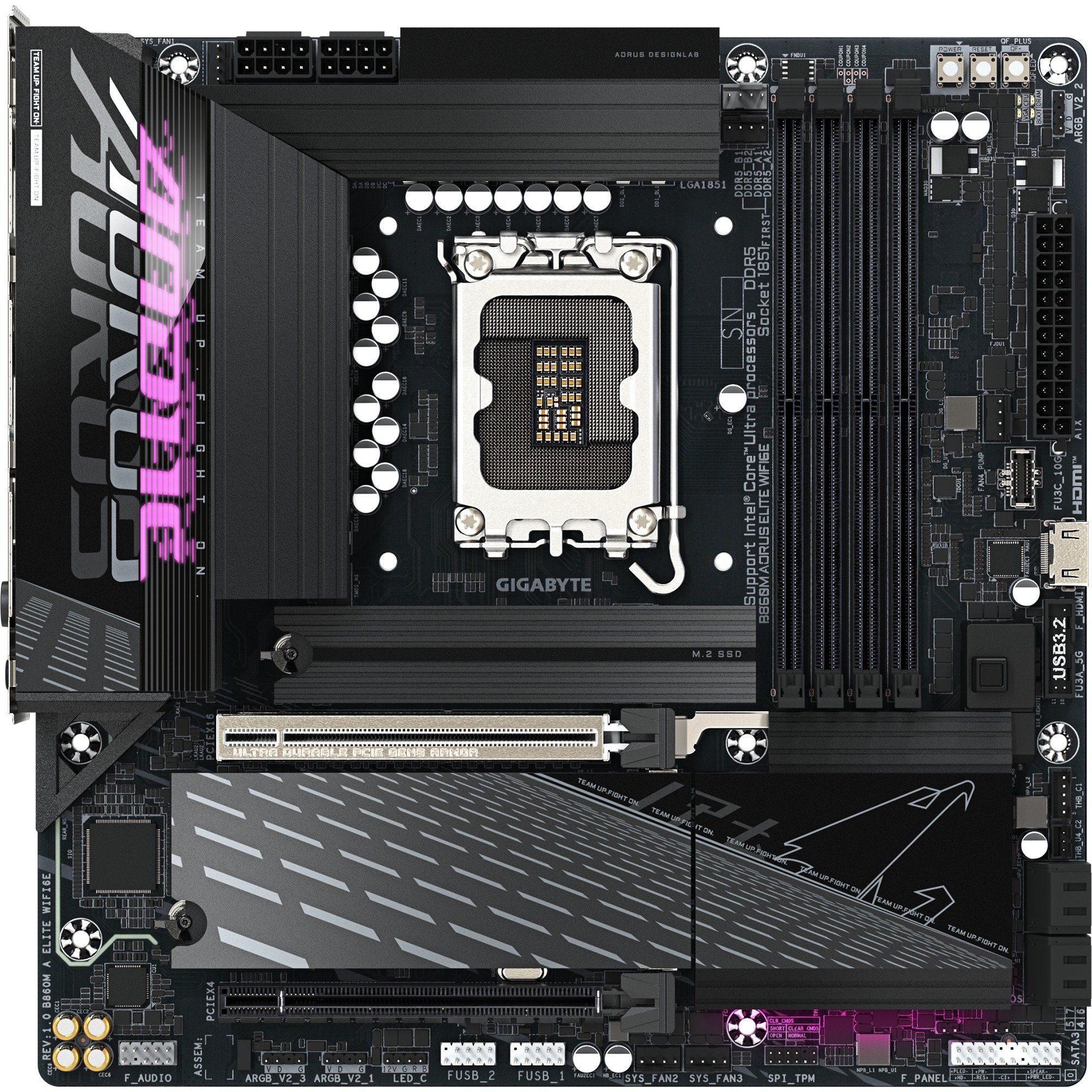 GIGABYTE B860M AORUS ELITE WIFI6E socket 1851 moederbord Zwart, RAID, 2,5Gb-LAN, Wi-Fi 6E, BT, Sound, µATX