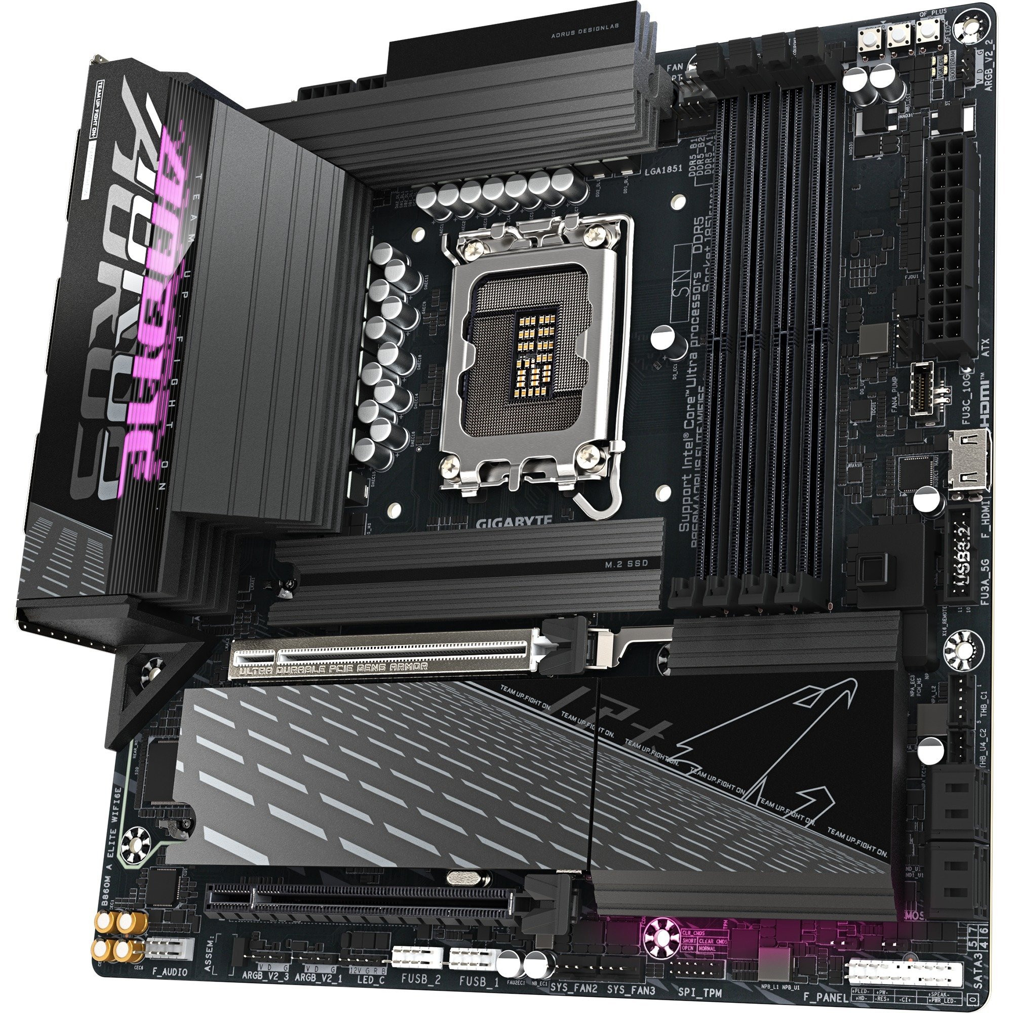 GIGABYTE B860M AORUS ELITE WIFI6E socket 1851 moederbord Zwart, RAID, 2,5Gb-LAN, Wi-Fi 6E, BT, Sound, µATX