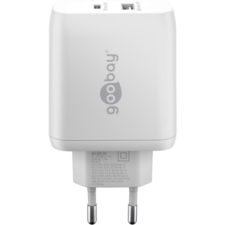 goobay USB-C PD Dual Fast Charger (45 W) Wit