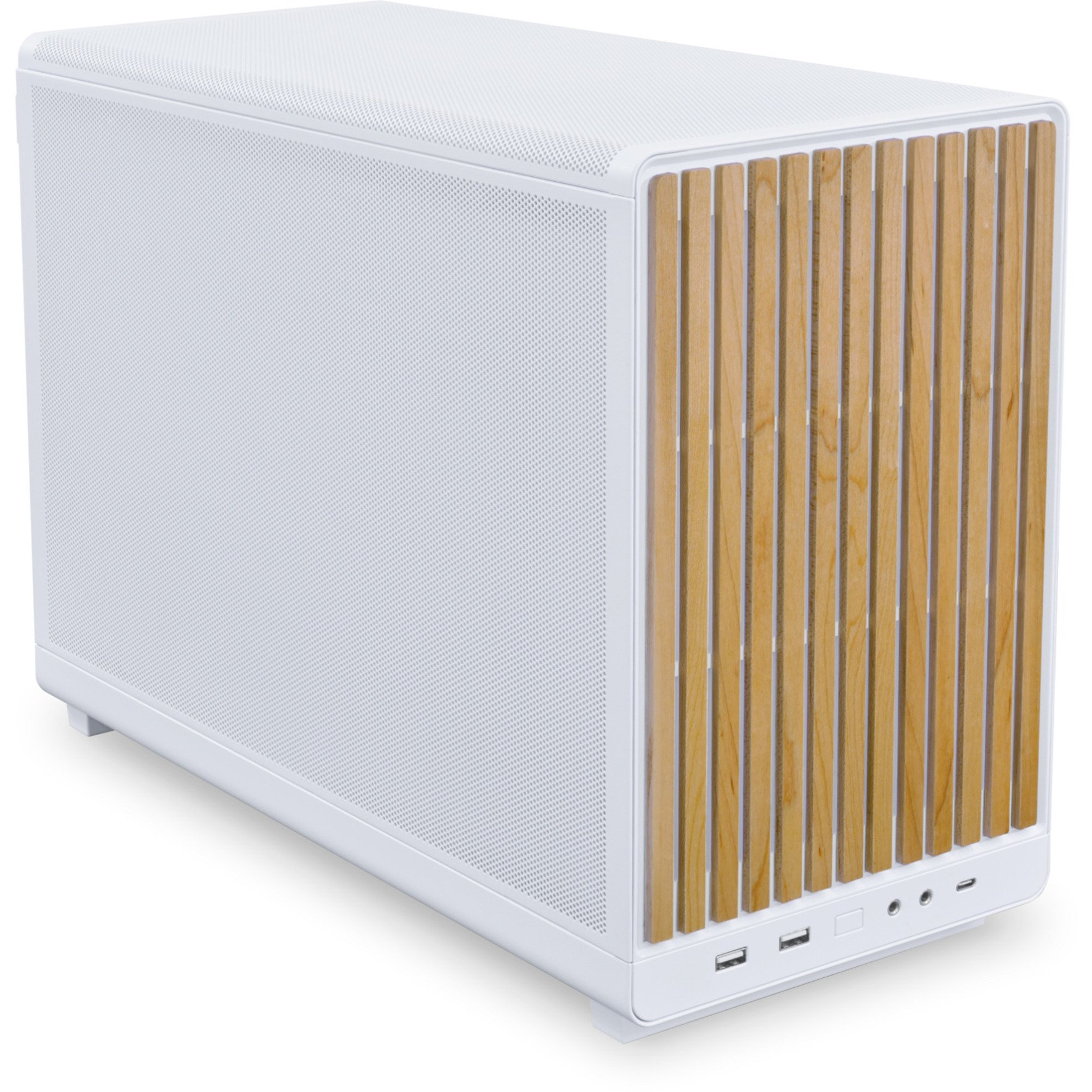 Lian Li A3-mATX White (Wood Edition) midi tower behuizing Wit/houtkleur | 2x USB-A | 1x USB-C