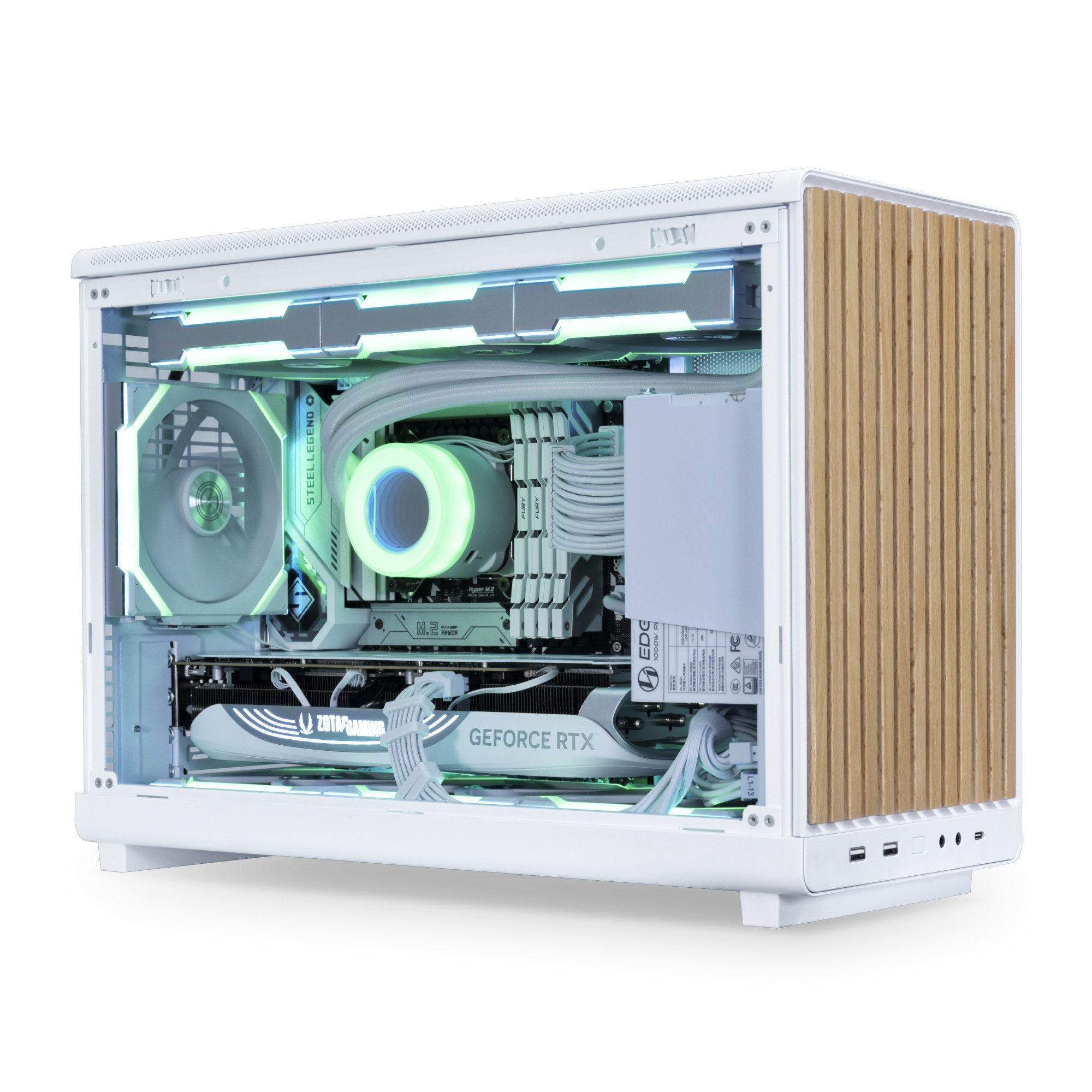 Lian Li A3-mATX White (Wood Edition) midi tower behuizing Wit/houtkleur | 2x USB-A | 1x USB-C